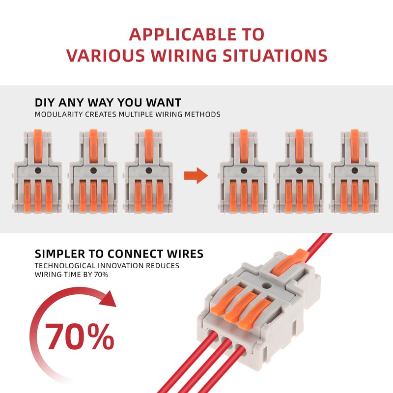 DIANN 10pcs Lever Wire Connectors 1 in 3 Out Circuit
