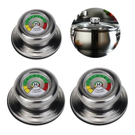 UVVRUR 3 Pieces Pot Lid Handle with Thermometer, Compatible with AMC Pots and Pans, Universal Replacement Handle, Anti-Burn, Brass (Pack of 3)