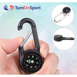 Brújula de senderismo con mosquetón, brújula compacta, llavero de brújula magnética, bolsillo pequeño, para niños, termómetro de brújula de senderismo, llaveros, llavero de supervivencia al aire