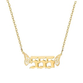 Dainty Angel Number Necklace for Women 111 222 333 444 555 666 777 888 999 Choker Lucky Numerology Butterfly Necklace Jewelry for Girls Teen Birthday Gifts, Stainless Steel, No Gemstone
