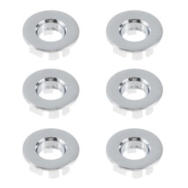 Wealrit 6 Pcs Bathroom Sink Basin Trim Ring Sink Overflow Cover Brass Insert in Hole Round Sink Overflow Caps(Chrome)