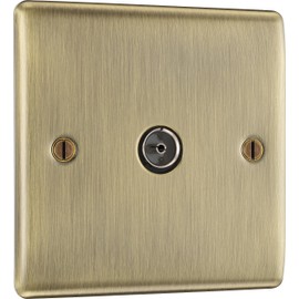 BG Electrical Single Socket For TV or FM Co-Axial Aerial Connection, Antique Brass
