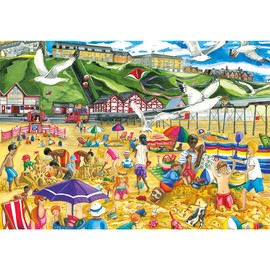 Gibsons Saltburn-by-the-Sea 500 Piece Jigsaw Puzzle Beautiful Colourful Artwork British Summer Beach Seaside Sustainable Jigsaw for Adults Teens | Premium 100% Recycled Board Great Gift Gibsons Games