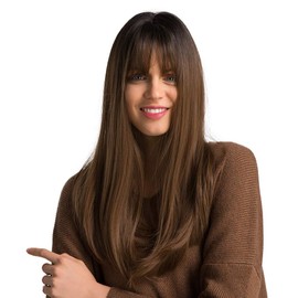 Esmee 20" Long Synthetic Wigs With Dark Root Ombre Colour High Density Natural Headline Heat Permanent Hair Wigs for Women..