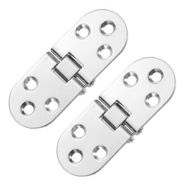 uxcell Folding Table Hinge, 2pcs Zinc Alloy 180 Degree Round Edge Sewing Machine Table Butler Tray Hinges for Cabinet Desk Drawer Door Furniture (Silver, 3.1 x 1.2inch)