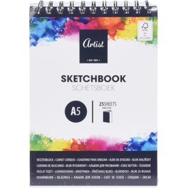 Drawing Pad Sketch Book Sketch Paper 145 g/M2 with Spiral Binding as Ring Binder, Colouring Pad for Drawing with Pencil, Charcoal Pencil and Marker (A5)