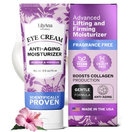 LilyAna Naturals Eye Cream for Dark Circles and Puffiness, Under Eye Cream for Wrinkles and Bags, Anti Aging Cream helps Improve Dryness; for Sensitive Skin 0.5 oz