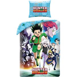 Halantex HUNTER X HUNTER - Gon Killua Kurapika - Reversible Duvet Cover Set 140 x 200 cm and Pillowcase 70 x 90 cm - Multicoloured - 100% Microfibre