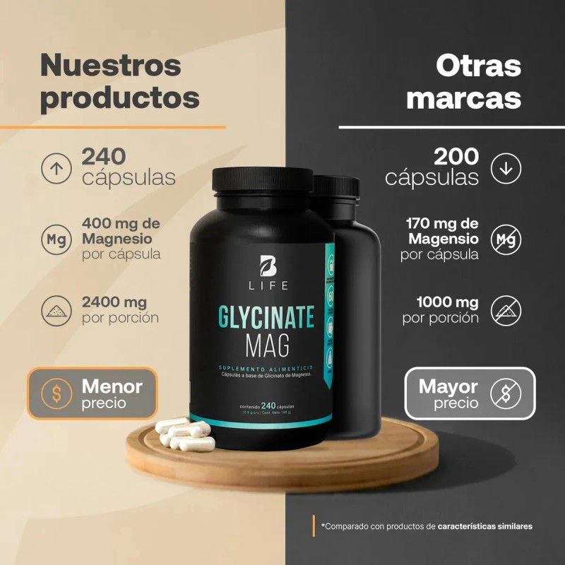 Glicinato Magnesio 408mg 240 Cápsulas Life Sabor