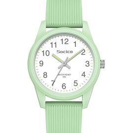 SOCICO Children's Analogue Watches for Girls Boys Children Watches with Soft Band Learning Time 50 m Waterproof Easy to Read for Age 4-12 Child Birthday Gift, Green, Minimalist