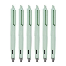 XIZE SH Black Ink Pens for Writing Note Taking 0.5mm Fineliner Silent Pressing Cute Pens,6 Count,Green Barrel