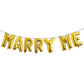 16 inch MARRY ME Letter Foil Balloons for Valentine's day Engagement Wedding party decoration Inflatable banner (MARRY ME GOLD)