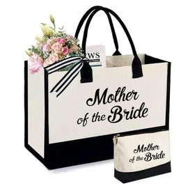 KDBDSYZB Mother of the Bride Gifts, Wedding Gifts for Mom from Daughter, Mother of the Bride Tote Bag With Makeup Bag, Unique Mom Gift for Christmas Honeymoon, Bridal Shower Gift