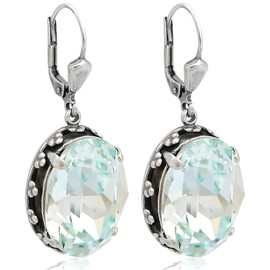 Nobel Schmuck Art Nouveau Earrings Silver Crystals Vintage Earrings Clasp, Glass, Crystal