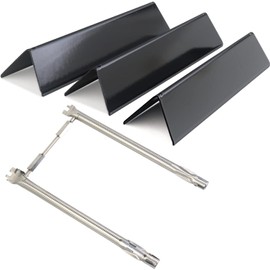 OUTDOOR BAZAAR 15.3" 7635 Flavorizer Bars & 69785 Grill Burner Tube Replacement for Weber Spirit I & II 200 Series with Front Control Panel, Spirit E210, E220, S210, S220 Grill Part Kit