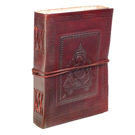 Ganesh Leather Journal | 13.5cm x 18.5cm | Handmade, Fair Trade & Eco Friendly Leather Bound Notebook Alternative for Men and Women