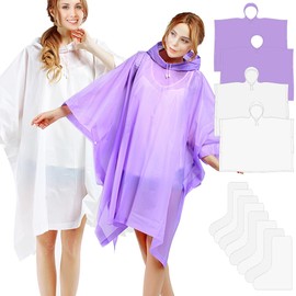 4 Pack Rain Ponchos for Adult,Reusable Raincoat Rain Jacket Rainwear Women Girls,with Disposable Waterproof Shoe Covers
