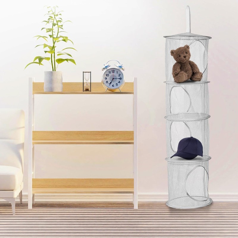Luckious Hanging Mesh Storage Bag, Collapsible Hanging Mesh Basket Foldable