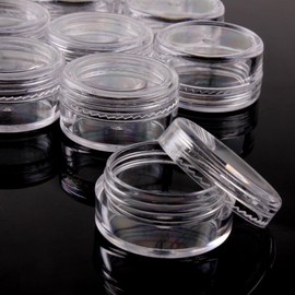 Crazycity New Empty Clear Plastic Cosmetic Containers 5 Gram Size Pot Jars Eyshadow Container Lot (300 Pack)