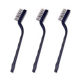3 Pieces Mini Stainless Steel Brush Curved Handle Steel Wire Bristles for Cleaning Welding Slag and Rust