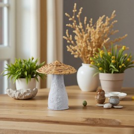 XQXJJZSP Rustic Rattan Mushrooms Garden Decor for Tabletop 6 X 8 Inch, Farmhouse Small Woven Mushrooms for Crafts Kitchen Accessories, Outdoor Wicker Decor for Yard Lawn