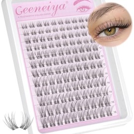 Geeneiya Extensiones de pestañas en grupos de pestañas naturales, transparentes, de 8 a 16 mm, rizo en D, individuales, sin crueldad animal