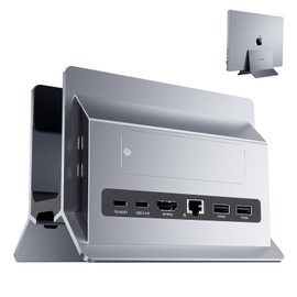 PULWTOP 11 in 1 USB C Docking Station for Macbook Pro/Air Vertical Type-C Stand and Dock Integrated Extended Docking with 1*HDMI 4K@60Hz +1*SSD Slot (Not Included) + 2*USB-A 3.0+ 2*USB-C 3.2 10Gbps +
