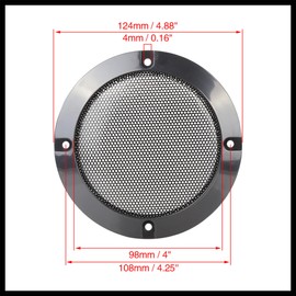 Hihaha 4pcs 4 Inch Metal Glossy Audio Speaker Cover Mesh Subwoofer Grill Horn Guard Decorative Circle Grille Protector Black for Car Replacement Durable Material