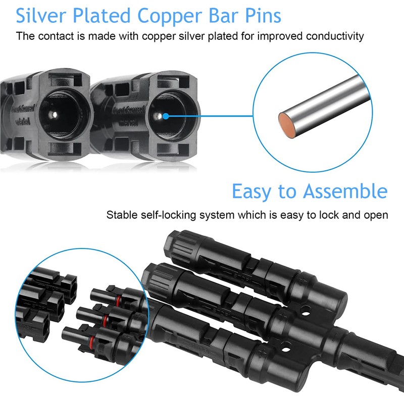 TRAMILY Branch Connector, Solar Panel Connector Y Branch Pair MMMF+FFFM