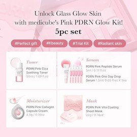 medicube Salmon DNA PDRN Trial Kit | Glass Glow Mini Skincare Set with Toner, Serum & Sheet Mask for Hydrating, Firming, Moisturizing |Gift & Travel E