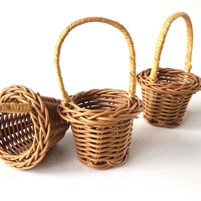 6 Pcs Small Rattan Baskets Craft Woven Baskets Mini Basket