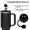 Whaline 6Pcs Black Smile Face Straw Covers 0.4 Inch Silicone