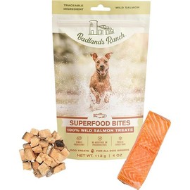 Badlands Ranch Superfood Bites Wild Salmon Freeze-Dried Raw Dog Treats Protein Rich Train Reward Traceable Single Ingredient 100% Wild Salmon 113g