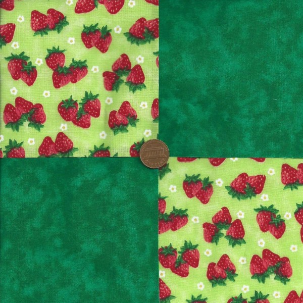 Various Manufacturers Strawberry Strawberries 4 inch Cotton Fabric Squares Block