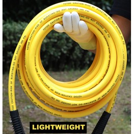 YOTOO Hybrid Air Hose 3/8-Inch by 50-Feet 300 PSI Heavy Duty, Lightweight, Kink Resistant, All-Weather Flexibility with 1/4-Inch Industrial Air Fittings and Bend Restrictors, Yellow