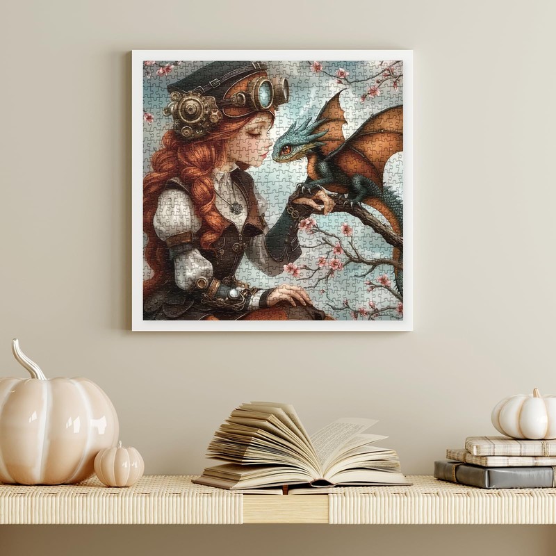 Magic Woman Dragon Puzzles for Adults 1000 Pieces, Fantasy Vintage