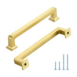 Ravinte Hardware 30 Pack Brushed Gold Cabinet Pulls - 5 Inch (128mm) Hole Centers, Solid Zinc Alloy Kitchen Handles & Drawer Pulls, Durable Hardware for Cabinets & Cupboards
