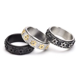 8mm Vintage Star of David Spinner Ring Hexagram Jewish Israel Six Pointed Rotable Ring Fidget Rings Relieve Stress Titanium Stainless Steel Rings for Men and Women Gold Silver Black