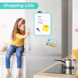 VUSIGN Small White Board Dry Erase, 216 x 280 mm Magnetic Dry Erase Board, Mini Whiteboard with Markers for Kids, Students, Fridge, Wall, Locker, Green