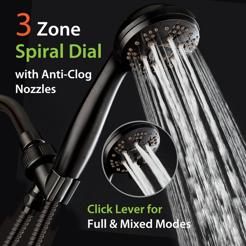 AquaDance High Pressure 6-Setting Oil Rubbed Bronze Handheld Shower Head