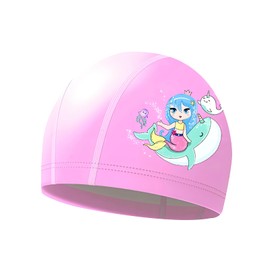 Girls Swimming Cap, Boys Swim Hat, Kid 4-10 Years (Pink)