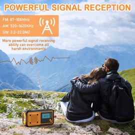 Goodes Hand Crank Emergency Radio - Portable AM/FM & Shortwave Radio with Solar/USB/Hand Crank Charging, 4000mAh Rechargeable Battery, Flashlight, Reading Light & SOS for Survival, Hiking & Storms