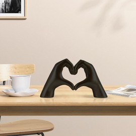 Ticacooler Heart Hands Sculpture, Modern Hand Model Statue for Desk Accessories, Boho Shelf Decor Accents, Small Black Decor for Shelves & Bookshelf Decor, Gift for Women, Girlfriend, Mom, Black