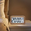 Wooden Digital Alarm Clock with Large LCD Display, Small Table