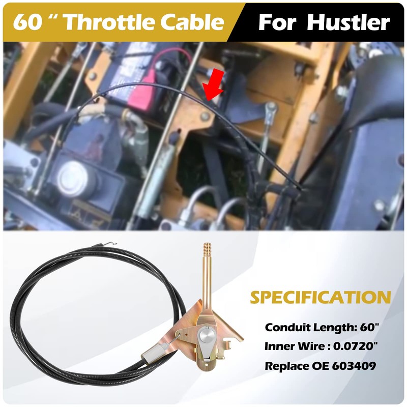 Sunluway 60" Throttle Control Cable for Hustler Super Z, Super