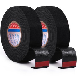 ZZJMCH 2 Rolls Black Wire Harness Cloth Tape, Speaker Wiring Harness Cloth Tape, for Automobile Electrical Wire harnessing Noise Dampening Heat Proof (Width: 15mm, Length: 50Ft)