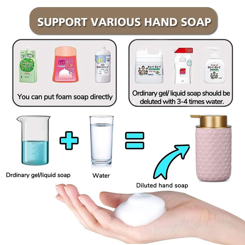 Foaming Soap Dispenser, Ceramic Foam Hand Dish Liquid Soap Dispenser