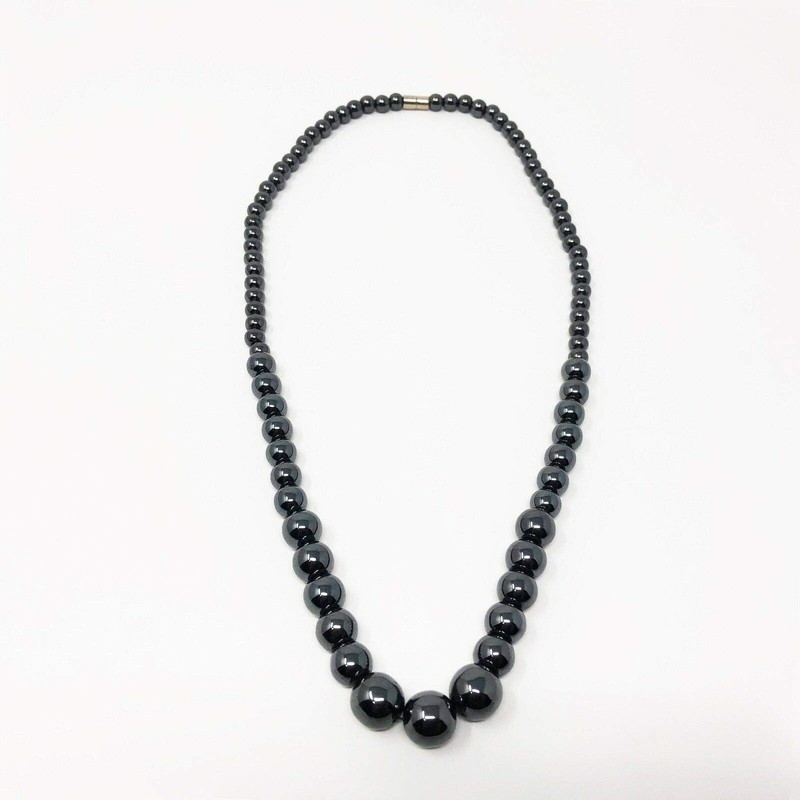 LZD Hematite Necklace Unisex Bead Black Magnetic Clasp X73
