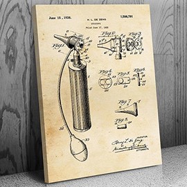 Otoscope Canvas Print, Physician Gift, Waiting Room Art, ENT Gift, Otoscope Blueprint, Medical Student Gift, Doctor Gift Vintage Paper (11 inch x 17 inch)