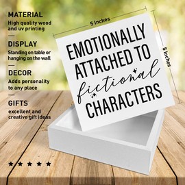 Book Lover Desk Decor Wooden Box Sign, Fictional Characters, Book Worm Nerd Decor for Home Bedroom Bookish Book Reader Librarian Decoration Book Lover Gifts for Women Men Teen Girls